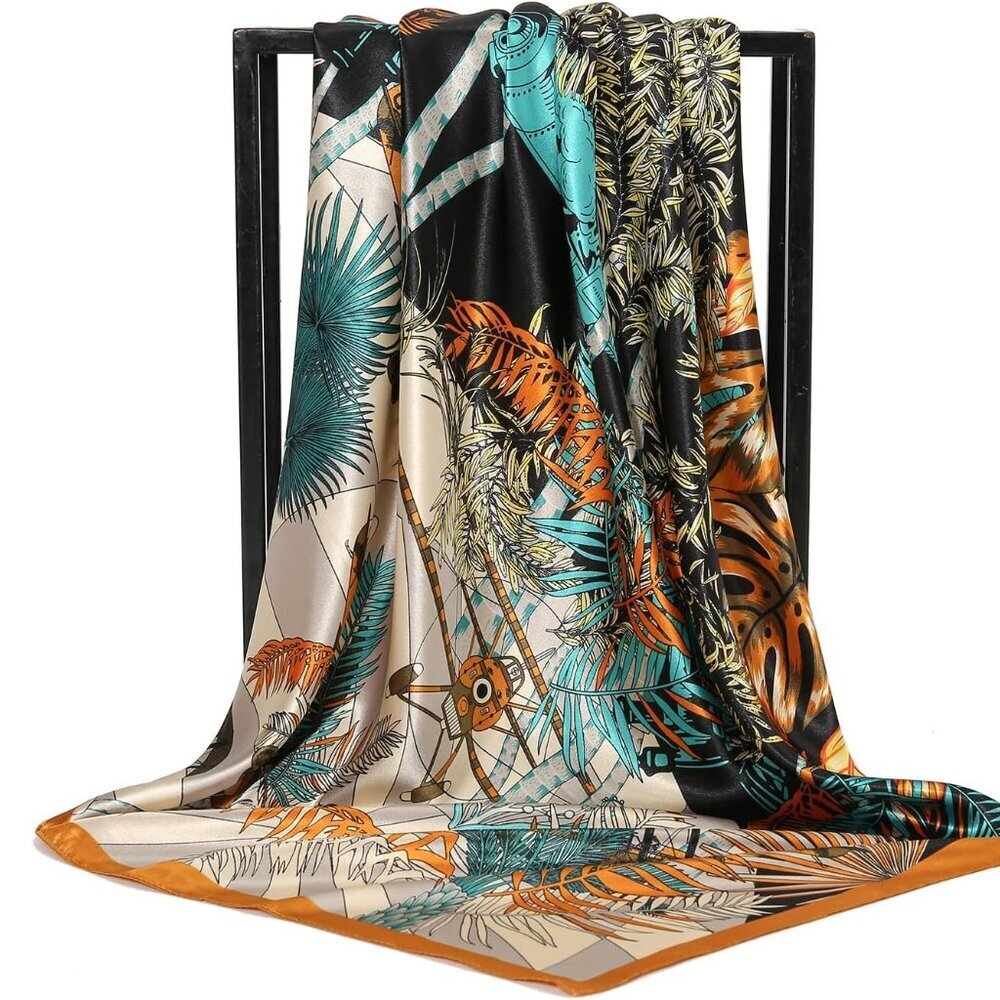 Elegant 35 Inch Satin-Like Scarf for Hair Wrapping - Perfect for Sleeping - Picture 4 of 7